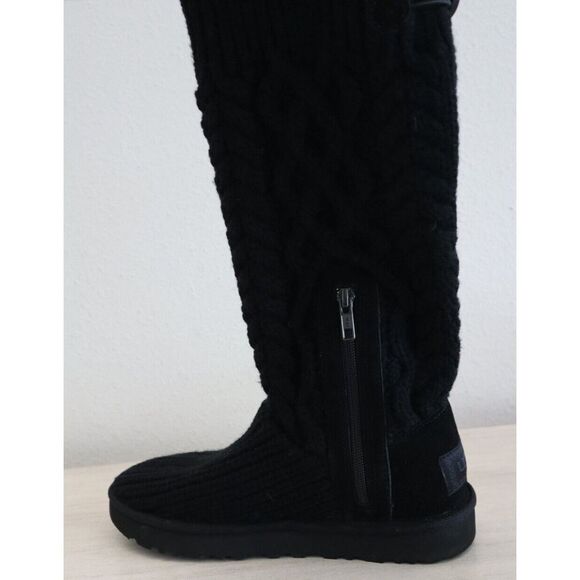 UGG 1146010 Women's Sz 6 Black Classic Cardi Cable-Knit Pull On Boots - Picture 7 of 16